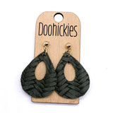 Fall Braided Raindrops - Leather Earrings