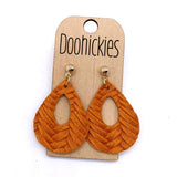 Fall Braided Raindrops - Leather Earrings