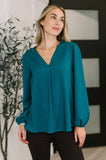 Desk to Dinner V-Neck Balloon Sleeve Blouse