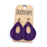 Fall Braided Raindrops - Leather Earrings