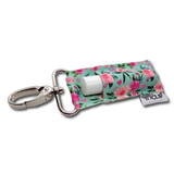 Aqua and Pink Floral LippyClip® Lip Balm Holder for Chapstick, Stocking Stuffer