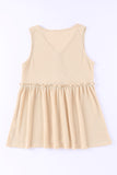 Decorative Button V-Neck Waffle-Knit Babydoll Tank