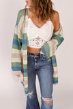 Full Size Striped Long Sleeve Openwork Cardigan