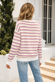 Striped Round Neck Dropped Shoulder Knit Top