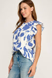 Print Ruffle Detail Top