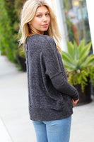 Weekend Ready Charcoal Melange Hacci Dolman Sweater