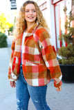It's Your Best Rust & Camel Plaid Sherpa Button Down Jacket