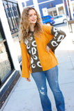 Call On Me Mustard & Olive Animal Print Cable Color Block Sweater