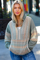 Take All Of Me Olive Vintage Chevron Notched Hoodie