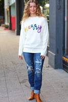More the Merrier White Pop Up Lurex Sweater
