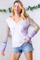 Lilac Animal & Aztec Notched Top