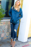 Cozy Up Teal French Terry Snap Button Hoodie