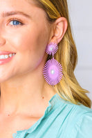 Lilac Retro Spiral Metal Dangle Pearl Earrings