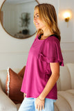 Feel The Love Berry Double Ruffle Sleeve Square Neck Ribbed Top