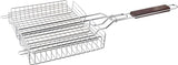 Outset Chrome Grill Basket with Rosewood Handle, 25" Long