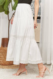 TIERED BOHO MIDI SKIRT LACE TRIM - CES3979