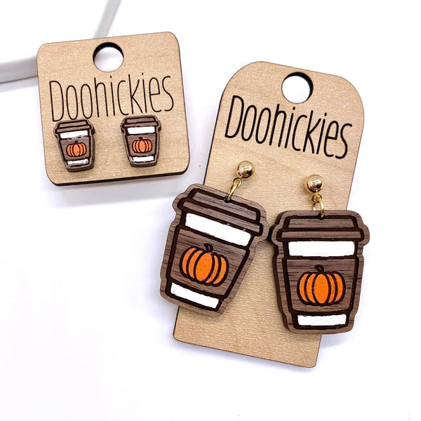 Pumpkin Spice Latte Earrings (Studs) - Fall Earrings