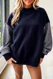 66 Plus Size Plaid/ Dot Mock Neck Sweatshirt (S-4X)