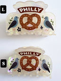 Philly Pretzel & Pigeon Hair Claw Clip ~  Philadelphia