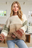 Cozy Autumn Colorblock Knit Sweater