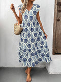 Azure Tile Maxi Dress