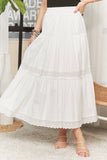 TIERED BOHO MIDI SKIRT LACE TRIM - CES3979