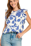Print Ruffle Detail Top