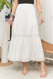 TIERED BOHO MIDI SKIRT LACE TRIM - CES3979