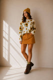 SUNFLOWER PRINT KNIT SWEATER