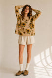 SUNFLOWER PRINT KNIT SWEATER
