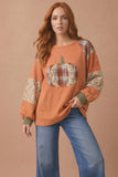 Pumpkin Patchwork Thermal Knit Top