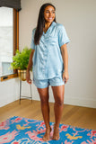 Jollina Satin Leopard Shorts Set in Mint (RTS)