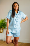 Jollina Satin Leopard Shorts Set in Mint (RTS)