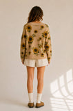 SUNFLOWER PRINT KNIT SWEATER