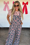 PREORDER: Cassidy Floral Denim Overalls