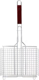 Outset Chrome Grill Basket with Rosewood Handle, 25" Long