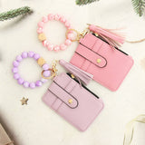 SILICONE BRACELET LEATHER WALLET TASSEL KEYCHAIN_CWAJE0659