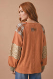 Pumpkin Patchwork Thermal Knit Top