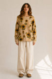 SUNFLOWER PRINT KNIT SWEATER