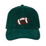 Football Chenille Patch Corduroy Green Baseball Cap