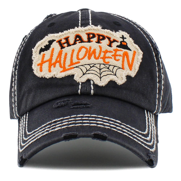 Vintage Distressed Happy Halloween Baseball Cap