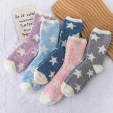 Soft Plush Knit Star Print Socks