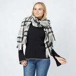 Soft Knit Plaid Scarf in Grey and Black