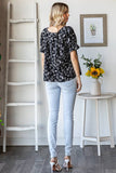 Floral Off Shoulder Puff Ruffle Sleeve Blouse T5895