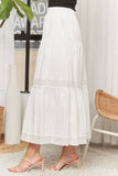 TIERED BOHO MIDI SKIRT LACE TRIM - CES3979