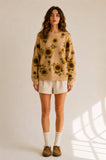 SUNFLOWER PRINT KNIT SWEATER