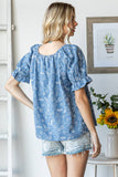 Floral Off Shoulder Puff Ruffle Sleeve Blouse T5895