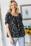 Floral Off Shoulder Puff Ruffle Sleeve Blouse T5895