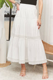 TIERED BOHO MIDI SKIRT LACE TRIM - CES3979