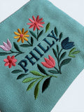 Philly Embroidered Floral Mint Pouch Jewelry Storage Wallet